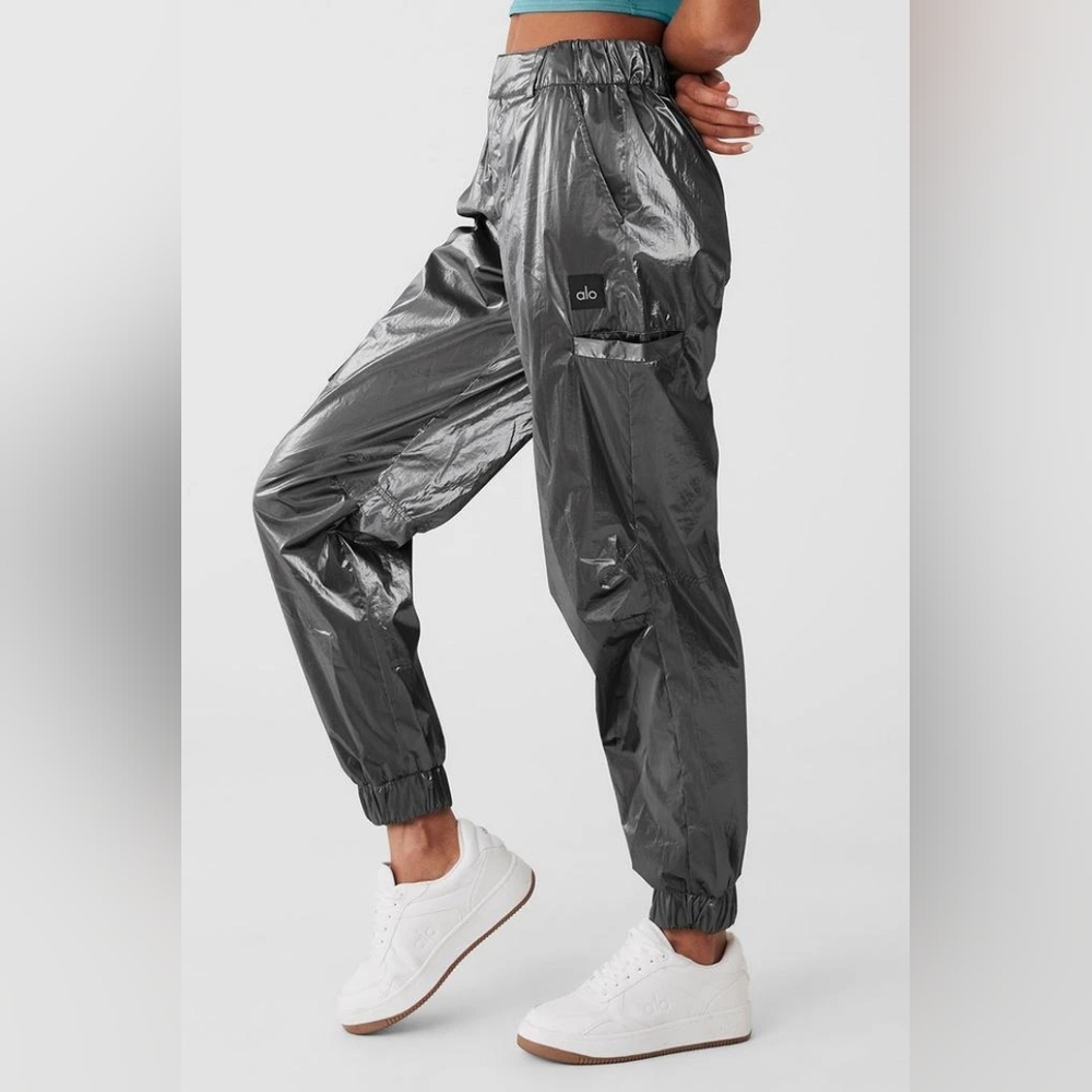ALO Yoga Metallic Charcoal Track Joggers